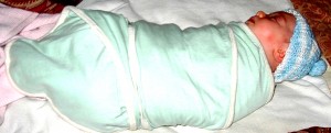 swaddle5weeks Annabelle swaddled, 5 weeks old