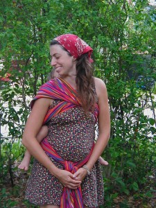 Rebozo Back Carry Wearing a two year old while pregnant.