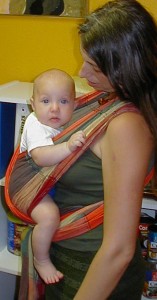 onearm Baby's right arm is out of the wrap.