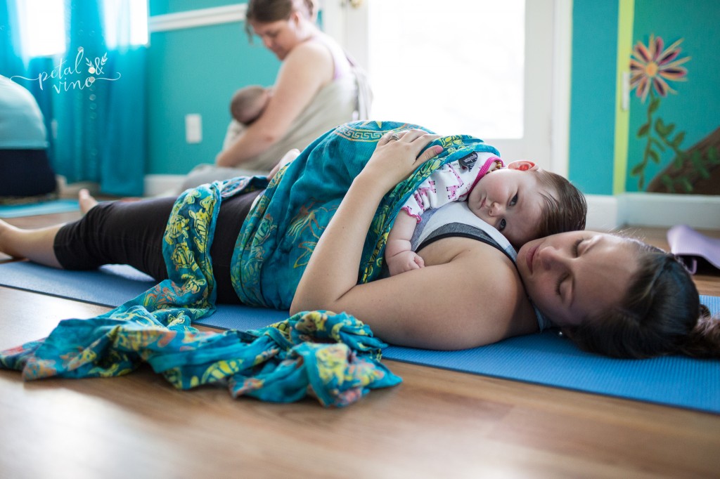 Relaxing Yoga Pose with Mommy and Baby