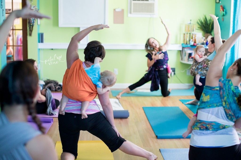 Yoga with babies and toddlers wrapped up.