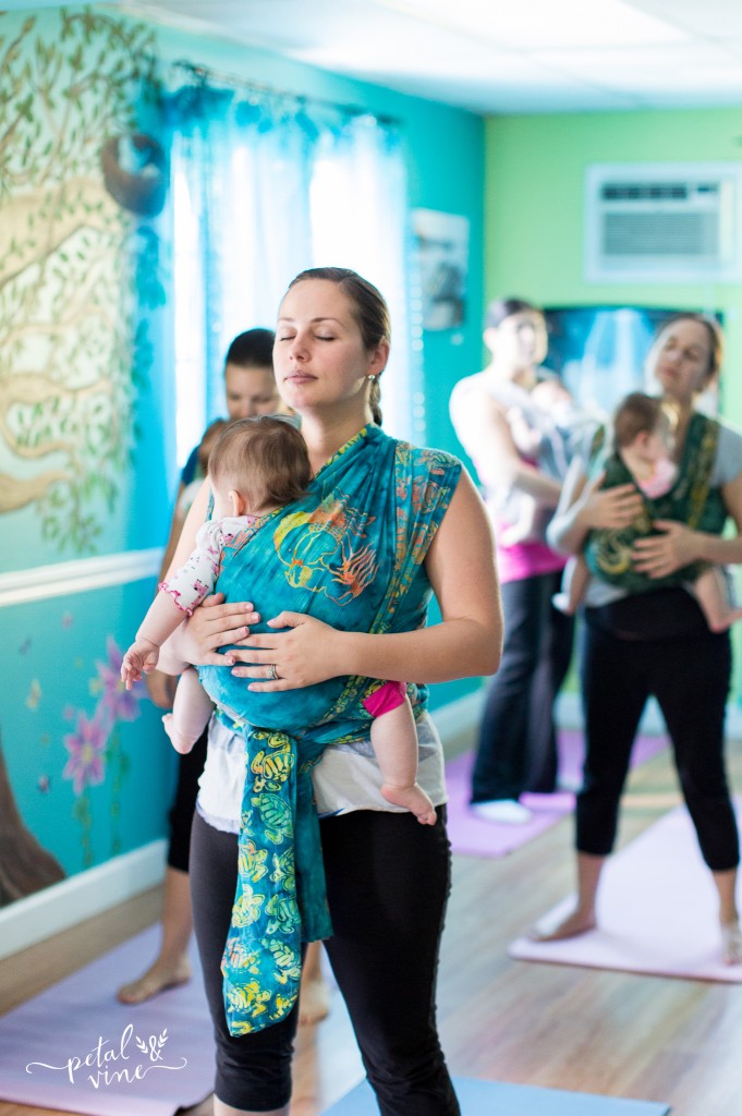 Yoga Pose with Wrapped Up Babies and Toddlers