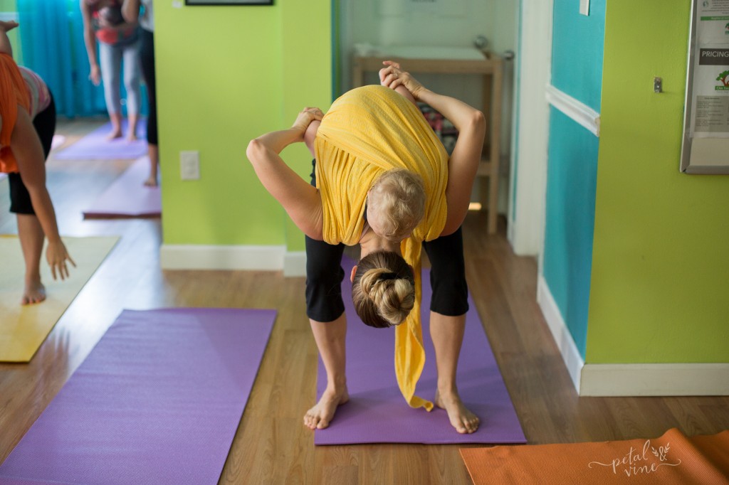 Mommy and baby yoga position.