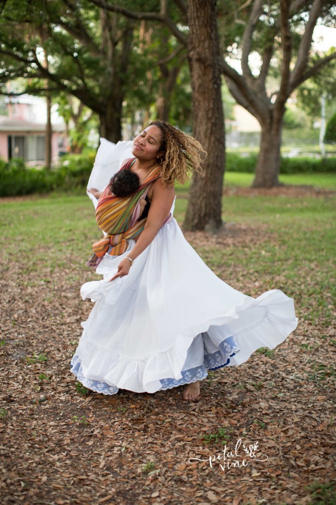 Wrapped up on mom dancing.