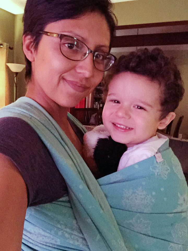Natibaby Wool Blend Wrap with a Toddler